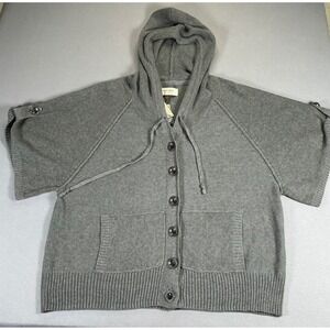 Sonoma Life + Style Womens XL Gray Hooded Sweater Cardigan Button Front NWT